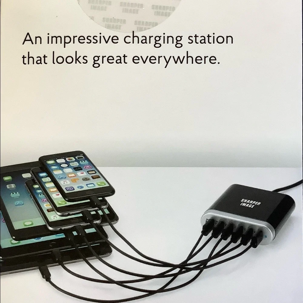 Sharper Image 6 USB Port Rapid Desktop Charging Station.